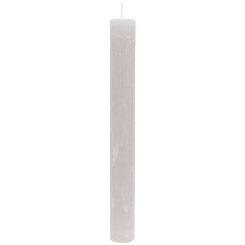 Kūginės žvakės vienspalvės pilkos 34mm x 300mm 4 vnt