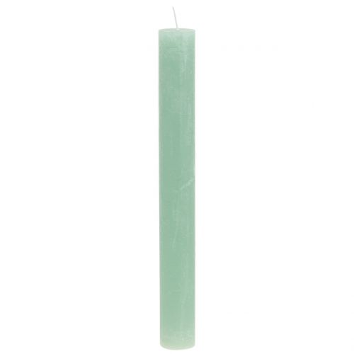Šviesiai žalios spalvos žvakės 34mm x 300mm 4vnt