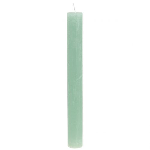Kūginės žvakės vienspalvės šviesiai žalios 34mm x 300mm 4vnt