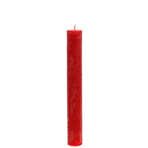 Strypų žvakės raudonos spalvos 34mm x 240mm 4vnt