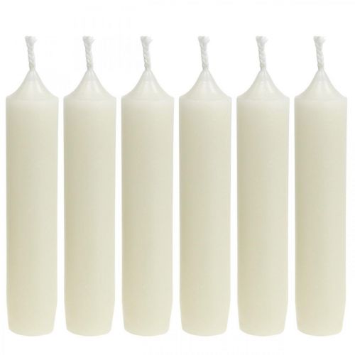 Floristik24 Strypų žvakės trumpos Žvakės kremas kompozicijoms Ø22/110mm 6vnt