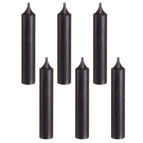 daiktų Kūginės žvakės trumpos mažos žvakės juodos 110mm Ø21mm 6 vnt.