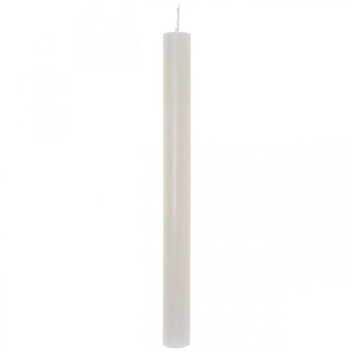 daiktų Kūginės žvakės vienspalvės šviesiai pilkos 21×240mm 12vnt