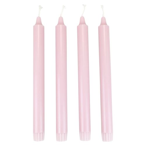 daiktų PURE kūginės žvakės antikvarinės rožinės Wenzel žvakės rožinės 250/23mm 4 vnt.