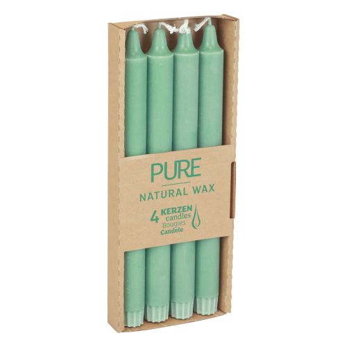 daiktų PURE kūginės žvakės žalios smaragdinės Wenzel žvakės 250/23mm 4vnt