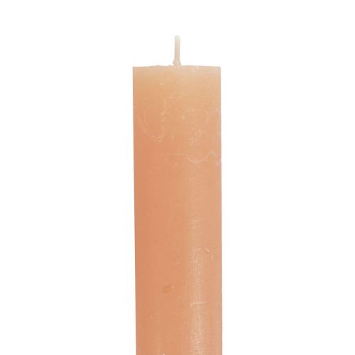 daiktų Kūginės žvakės vienspalvės persikinės oranžinės 34×300mm 4 vnt.