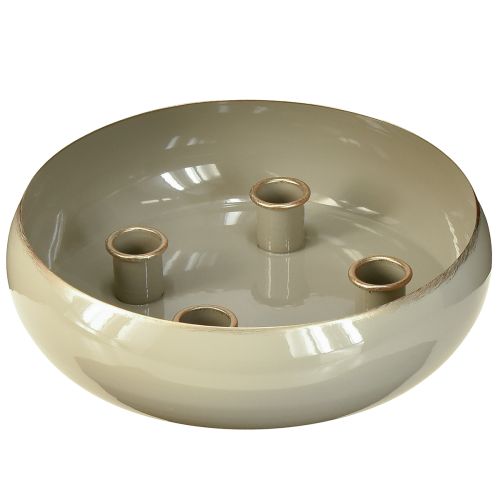 Žvakidė, metalinė, pilko aukso spalvos, dubenėlis, 4 žvakėms, 22,5 cm
