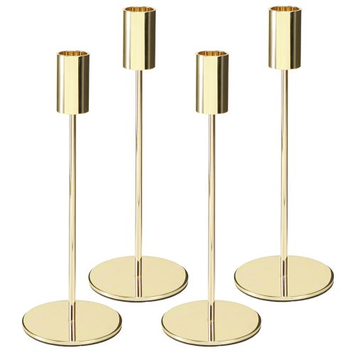 daiktų Aukso spalvos metalinė žvakidė, moderni, 21,5 cm, 4 vnt.