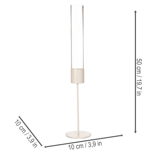 Žvakidė su stikliniu cilindru ant metalinio pagrindo 50 cm | Floristik24.lt
