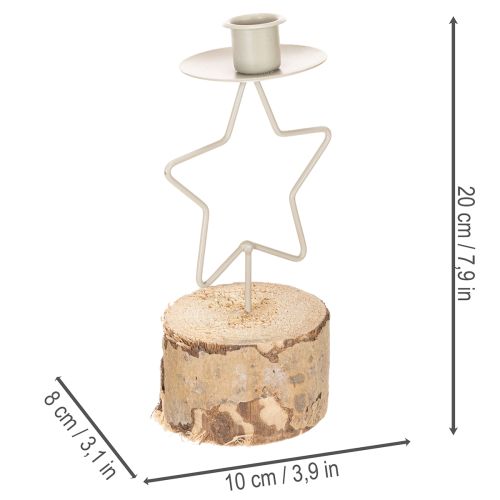 Žvaigždės formos žvakidė su mediniu pagrindu 20 cm žvakei | Floristik24.lt