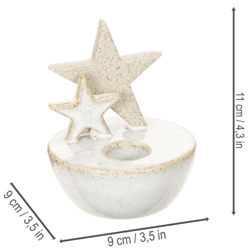 Keraminės žvaigždės formos žvakidės, kalėdinė dekoracija, 11 cm, 2 vnt. | Floristik24.lt