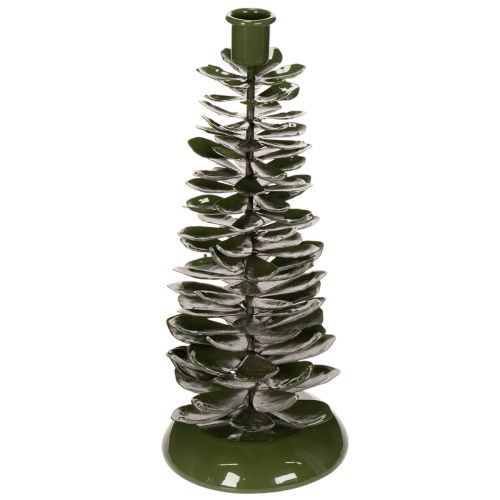 Žvakidė Kalėdų eglutės žalia metalinė dekoracija 28 cm