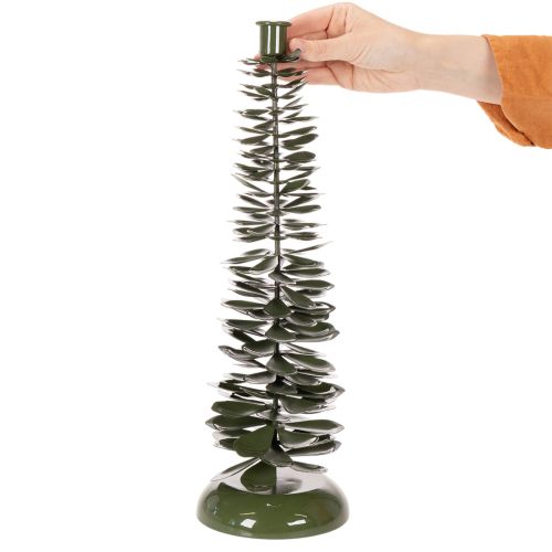 Žvakidė su kalėdinės eglutės raštu, žalio metalo, 45 cm | Floristik24.lt