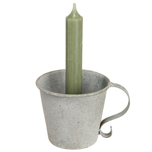 daiktų Kūginis žvakių laikiklis vintage puodelio žvakių laikiklis metalinis pilkas Ø9,5cm H8cm 3vnt.