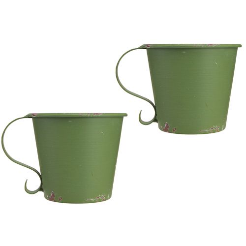 daiktų Lazdelė žvakidėms vintažinė taurė metalinė žalia Ø7cm H6cm 2vnt