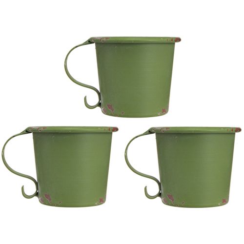 daiktų Lazdelė žvakidėms vintažinė taurė metalinė apdaila žalia Ø9,5cm H8cm 3vnt
