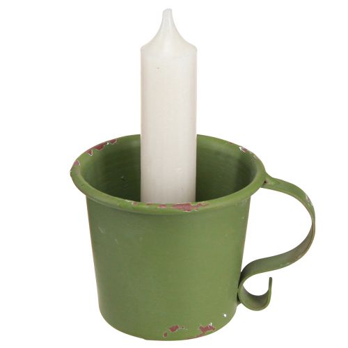 daiktų Lazdelė žvakidėms vintažinė taurė metalinė žalia Ø7cm H6cm 2vnt