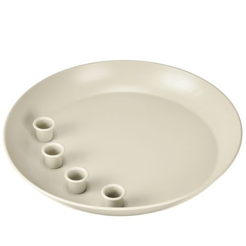 Siaurėjanti žvakidė 4 žvakėms, žvakidės dubuo, pilko metalo, Ø30 cm