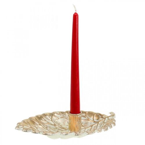 Floristik24 Žvakidė Plokštė Lapija Golden Vintage 26x16x6cm