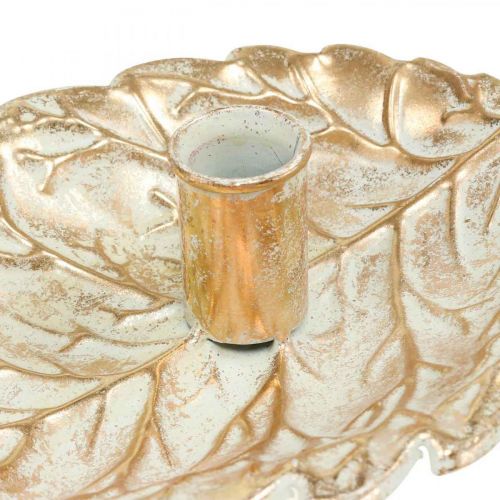 Floristik24 Žvakidė Plokštė Lapija Golden Vintage 26x16x6cm