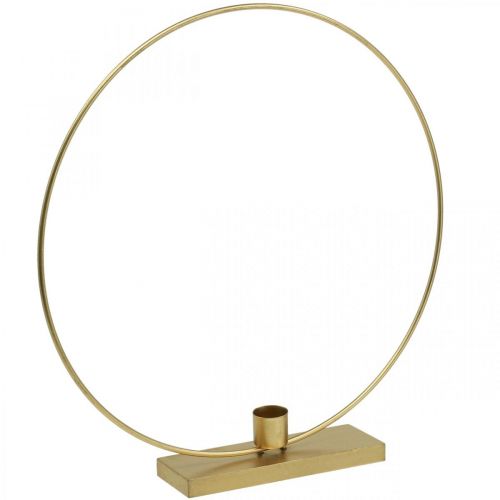 Floristik24 Dekoratyvinis žiedinis metalinis žvakių laikiklis Deco Loop Golden Ø30cm