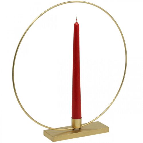 Floristik24 Dekoratyvinis žiedinis metalinis žvakių laikiklis Deco Loop Golden Ø30cm