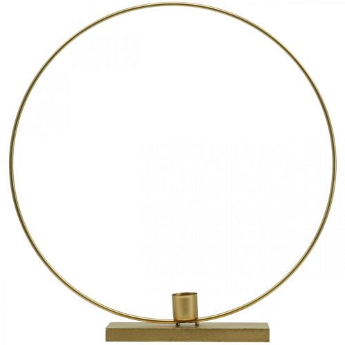 Floristik24 Dekoratyvinis žiedinis metalinis žvakių laikiklis Deco Loop Golden Ø30cm