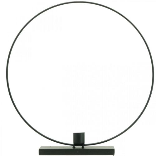 Floristik24 Dekoratyvinis žiedas metalinė žvakidė Deco kilpa juoda Ø30cm