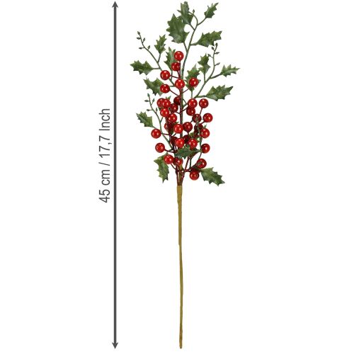 daiktų Kalėdinių bugienio šakelių uogos, dirbtinės Ilex 45 cm, 6 vnt.