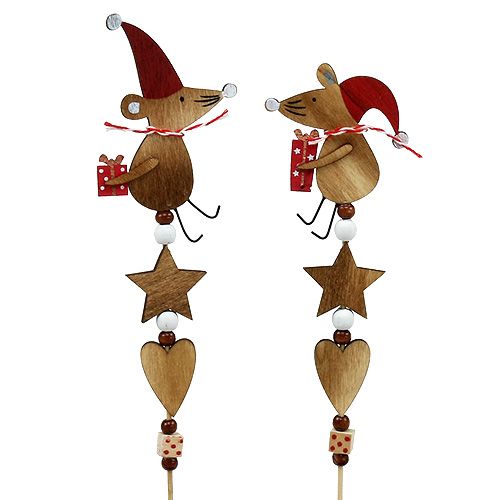 Floristik24 Kištukas su pele naturalus, raudonas L30cm 8vnt