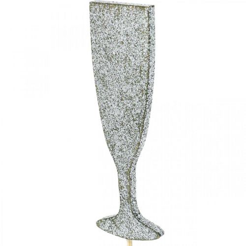 daiktų Naujųjų metų išvakarių dekoravimo šampano stiklo sidabro gėlių kamštis 9cm 18vnt