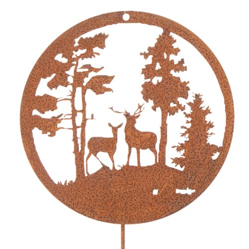 Sodo kuolas, rūdžių spalvos, apvalus, elnio silueto, miško puošmena, 53 cm, 2 vnt. | Floristik24.lt