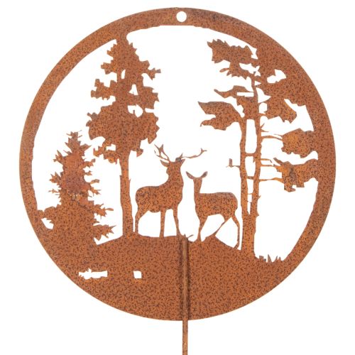 Sodo kuolas, rūdžių spalvos, apvalus, elnio silueto, miško puošmena, 53 cm, 2 vnt. | Floristik24.lt
