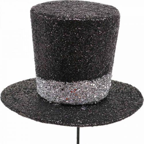 daiktų Naujųjų metų nakties deko cilindrinė kepurė deko kištukas blizgučiai 5cm 12vnt