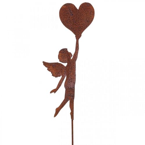 Sodo kuolas rūdžių angelas su širdelės puošmena Valentino dienai 60cm