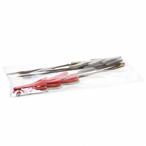 Floristik24 Dekoratyviniai kamščiai eglės raudona / pilka / balta H42cm 6vnt