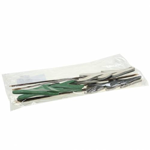 Floristik24 Dekoratyviniai kamščiai eglės žalia / pilka / balta H42cm 8vnt