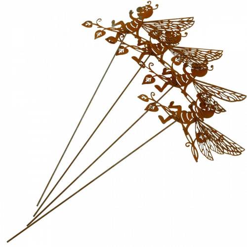 Floristik24 Sodo kištukas rust bee 34,5 × 14cm metalinė sodo puošmena 4vnt