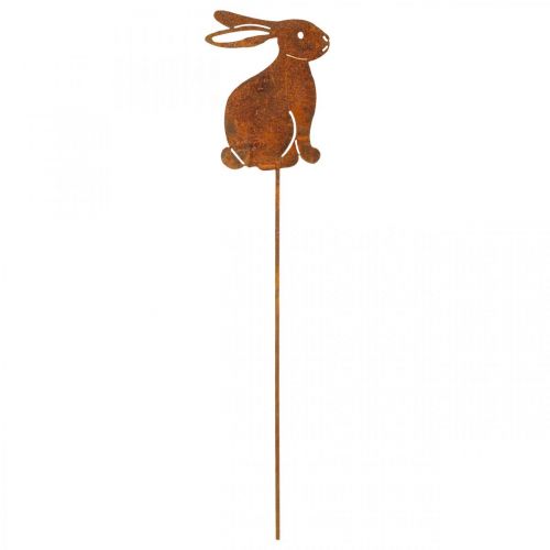 Floristik24 Sodo puošmena rūdys Easter Bunny gėlių kamštis metalinis 7×9cm