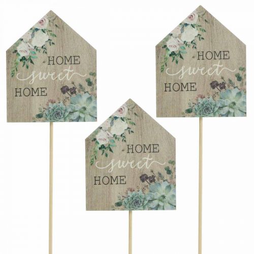 Floristik24 Gėlių kamščiai medis Home Sweet Namų puošmena 6,5x7,5cm 18 vnt