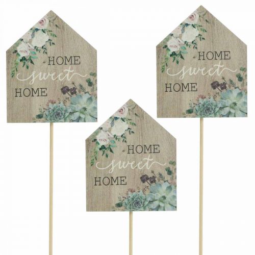 Floristik24 Gėlių kamšteliai medis Home Sweet Home apdaila 6,5x7,5cm 18vnt