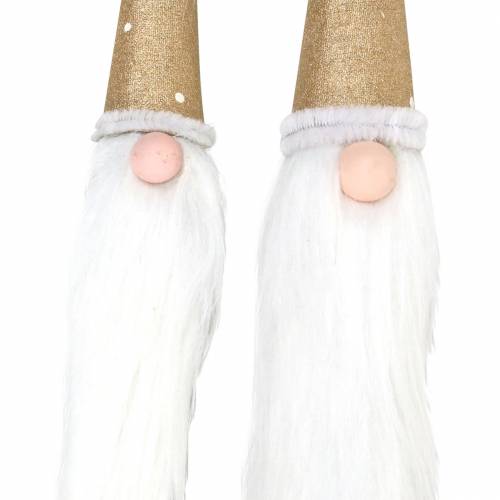 Floristik24 Medinis kištukų rinkinys Gnome su barzda iš natūralios šakos Ø3 / 3.2cm L44 / 59cm 2vnt.