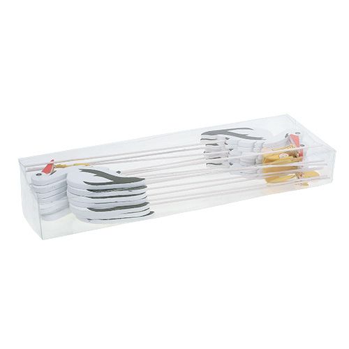 Floristik24 Kištukas gandras su kūdikiu 10cm L28cm 14vnt