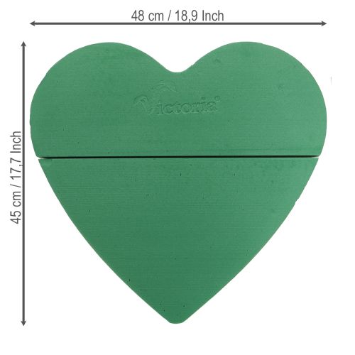 daiktų Gėlių putplasčio širdelės didelės, šlapios, gėlių putos, žalios, 48 cm, 2 vnt.