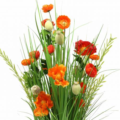 Floristik24 Dekoratyvinė stovi puokštė aguonų dirbtinė oranžinė H77cm