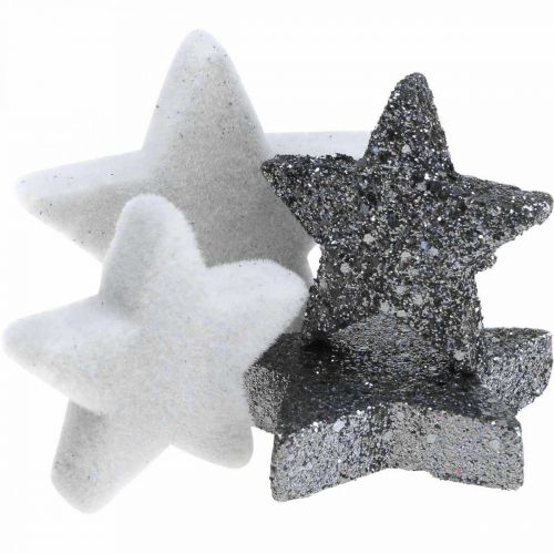 daiktų Taškinė dekoracija Kalėdinės žvaigždės pilkos/juodos Ø4/5cm 40psl