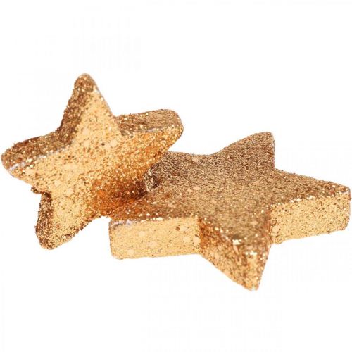 Floristik24 Papuošimas išsklaidytas kalėdinės žvaigždės blizgučiai/oranžinė Ø4/5cm 40psl