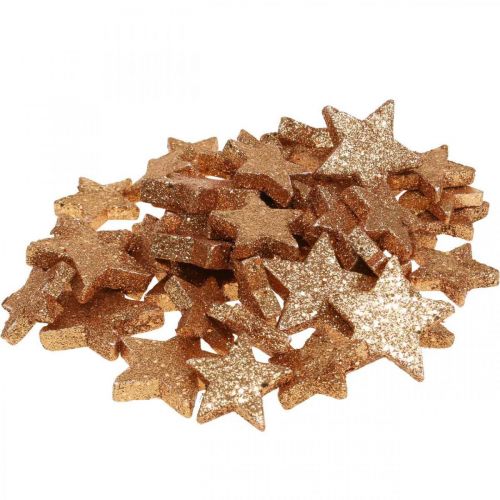 Floristik24 Papuošimas išsklaidytas kalėdinės žvaigždės blizgučiai/oranžinė Ø4/5cm 40psl