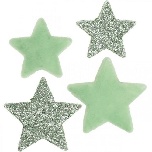 Floristik24 Papuošimas kalėdinėmis žvaigždutėmis žalios spalvos Ø4/5cm 40p