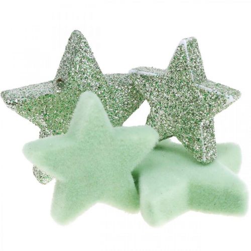 daiktų Papuošimas kalėdinėmis žvaigždutėmis žalios spalvos Ø4/5cm 40p